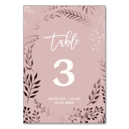 Elegante Rose Gold und Rosa Hochzeit Tischnummer