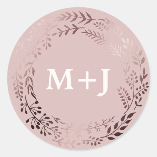 Elegante Rose Gold und Rosa Hochzeiten Umschlag Au Runder Aufkleber (Vorderseite)