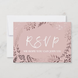 Elegante Rose - Gold und Rosa Menü RSVP Karte