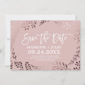 Elegante Rose Gold und Rosa Save the Date Karte (Vorderseite)