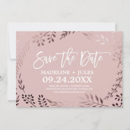 Elegante Rose Gold und Rosa Save the Date Karte