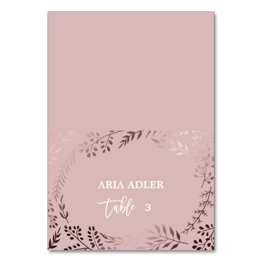 Elegante Rose Gold und Rosa Wedding Escort Place Tischnummer (Vorderseite)