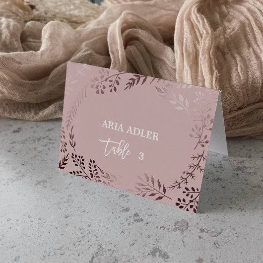 Elegante Rose Gold und Rosa Wedding Escort Place Tischnummer