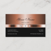 Elegante Rose Gold und Schwarz mit Imitaten Rhines Visitenkarte (Rückseite)
