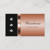 Elegante Rose Gold und Schwarz mit Imitaten Rhines Visitenkarte (Vorderseite)