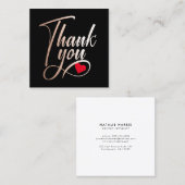 Elegante Rose Gold und Schwarz Vielen Dank Quadratische Visitenkarte (Vorne/Hinten)