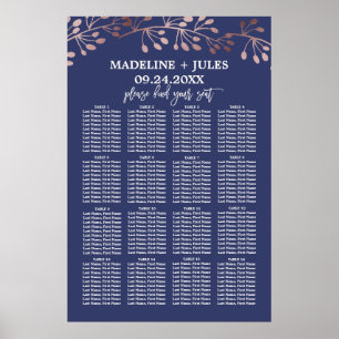 Elegante Rose Gold und Seekarte Poster