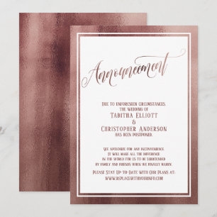 Elegante Rose Gold Verspätete Hochzeitsankündigung Einladung
