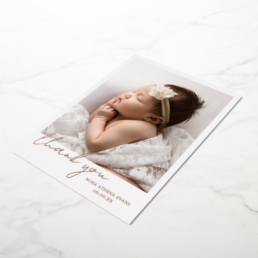 Elegante Rose Gold Vielen Dank für die Geburtserkl Folieneinladung (Gedreht)