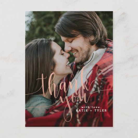 Elegante Rose Gold Vielen Dank Postkarte (Vorderseite)