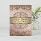 Elegante Rose Gold Vintag Damask 16 . Geburtstag Einladung (Stehend Vorderseite)