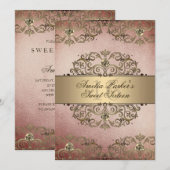 Elegante Rose Gold Vintag Damask 16 . Geburtstag Einladung (Vorne/Hinten)