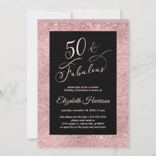 Elegante Rose Gold Virtual 50. Geburtstagsparty Einladung
