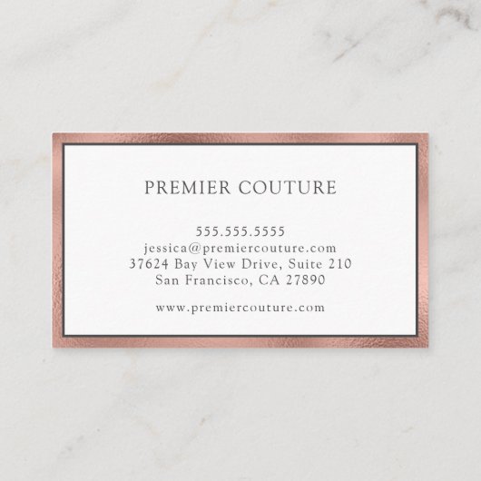 Elegante Rose Gold Visitenkarte (Rückseite)