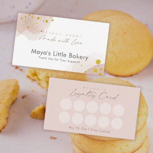 Elegante Rose Gold Wasserfarbe Bakery Treuekarte Visitenkarte