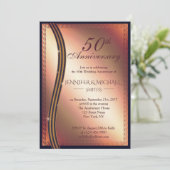 Elegante Rose Gold Wedding Anniversary Einladung (Stehend Vorderseite)