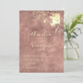 Elegante Rose Gold Wedding Einladung (Stehend Vorderseite)