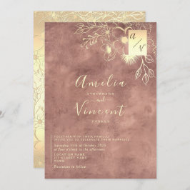 Elegante Rose Gold Wedding Einladung