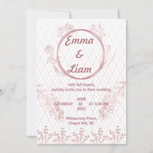 Elegante Rose Gold Wedding Einladung - Minimalisti (Vorderseite)
