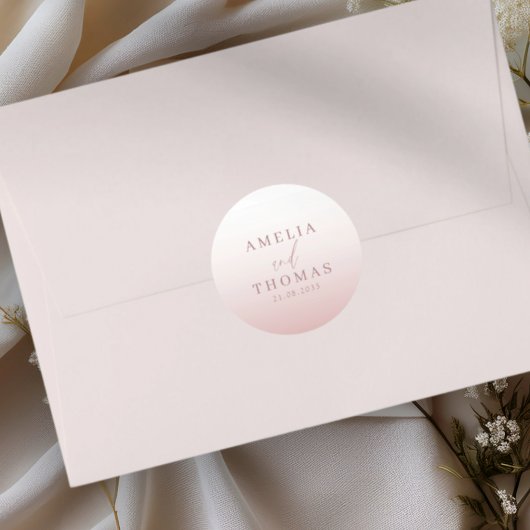 Elegante Rose Gold Wedding Monogram Runder Aufkleber