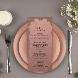 Elegante Rose Gold Wedding Reception Menü Menükarte