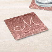 Elegante Rose Gold Wedding Reception Monogram Rechteckiger Pappuntersetzer (angewinkelt)