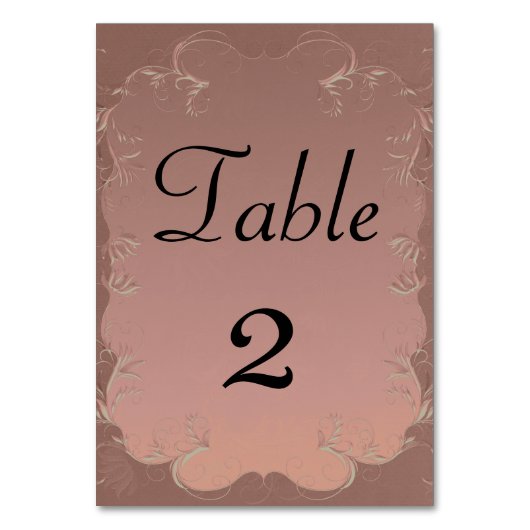 Elegante Rose Gold Wedding ReceptionTable Tischnummer (Vorderseite)