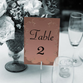 Elegante Rose Gold Wedding ReceptionTable Tischnummer