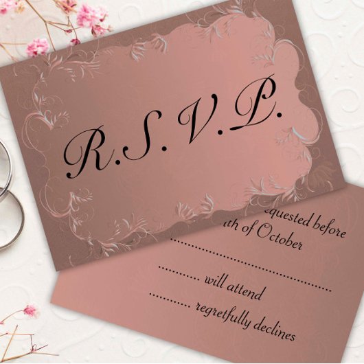 Elegante Rose Gold Wedding RSVP Karte