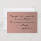 Elegante Rose Gold Wedding RSVP Karte (Rückseite)