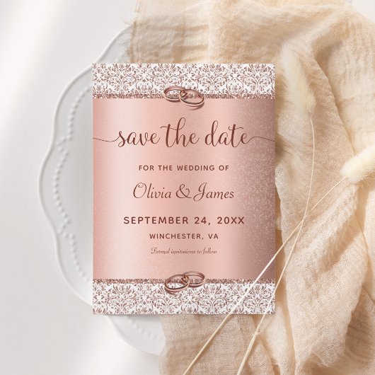 Elegante Rose Gold Wedding Save The Date