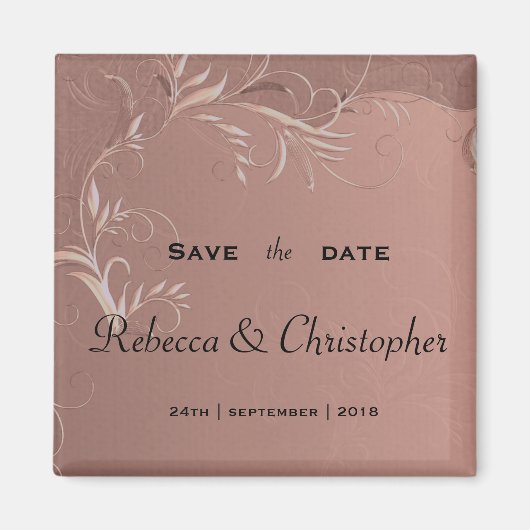 Elegante Rose Gold Wedding Save the Date Magnet (Vorne)