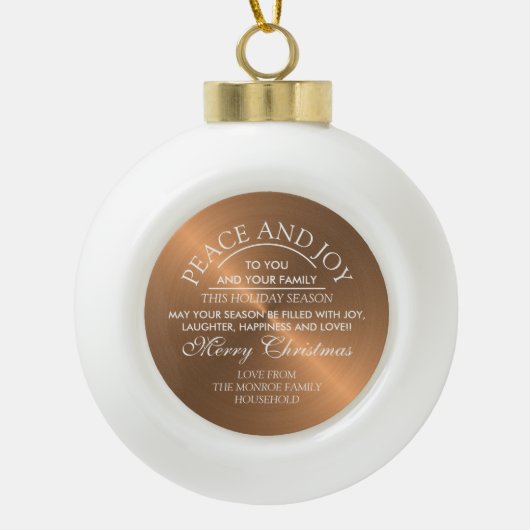 Elegante Rose Gold Weihnachten Keramik Kugel-Ornament (Vorderseite)