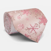 Elegante Rose Gold Weihnachten Snowflake Muster Krawatte (Gerollt)