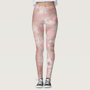 Elegante Rose Gold Weihnachten Snowflake Muster Leggings