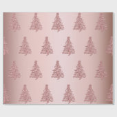 Elegante Rose Gold Weihnachtsbaum-Muster Geschenkpapier (Flach)