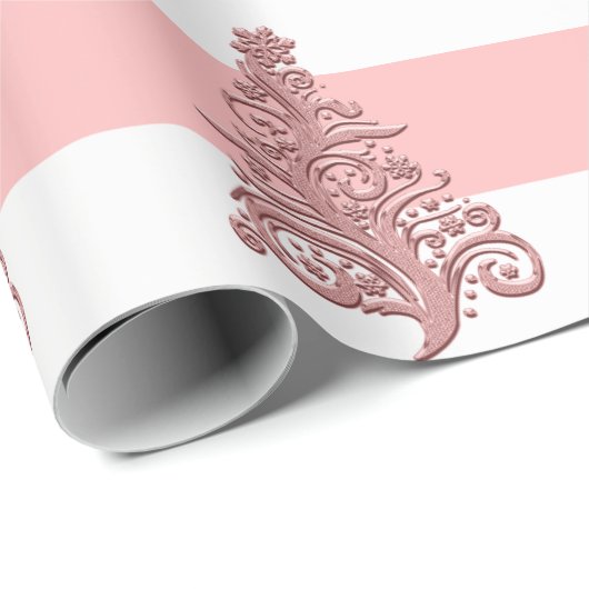 Elegante Rose Gold Weihnachtsbaummuster Geschenkpapier (Rolleneckpunkt)