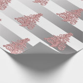 Elegante Rose Gold Weihnachtsbaummuster Geschenkpapier (Ecke)
