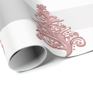 Elegante Rose Gold Weihnachtsbaummuster Geschenkpapier