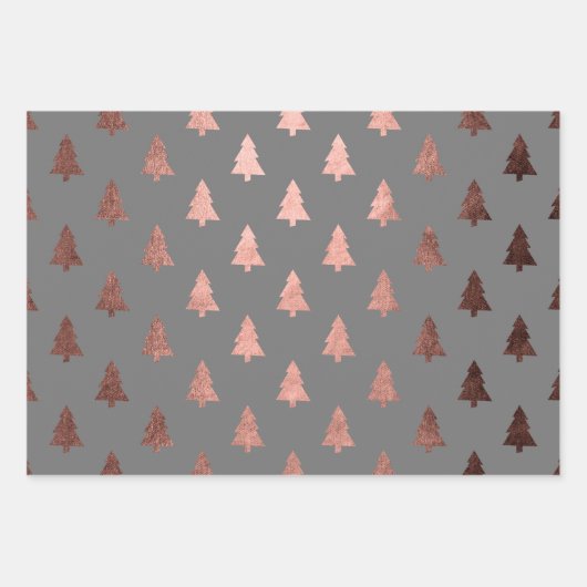 Elegante Rose Gold Weihnachtsbaumstruktur Geschenkpapier Set (Vorderseite 3)