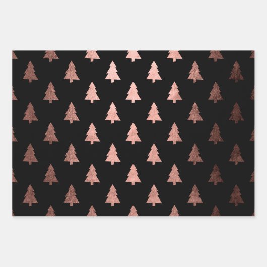 Elegante Rose Gold Weihnachtsbaumstruktur Geschenkpapier Set (Vorderseite 2)