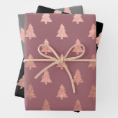 Elegante Rose Gold Weihnachtsbaumstruktur Geschenkpapier Set (Beispiel)
