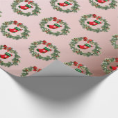 Elegante Rose Gold Weihnachtssocken & Wreath Muste Geschenkpapier (Ecke)