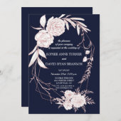 Elegante Rose Gold Weiße Blume Geometrische Hochze Einladung (Vorne/Hinten)