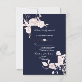 Elegante Rose Gold Weiße Blume Rahmen Hochzeit RSVP Karte