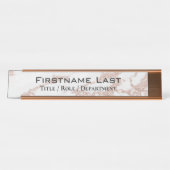 Elegante Rose Gold + Weiße Marmortür oder Schreibtischnamensplakette (Vorderseite )