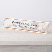 Elegante Rose Gold + Weiße Marmortür oder Schreibtischnamensplakette (Vorderseite )