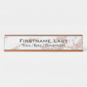 Elegante Rose Gold + Weiße Marmortür oder Schreibtischnamensplakette (Vorderseite )