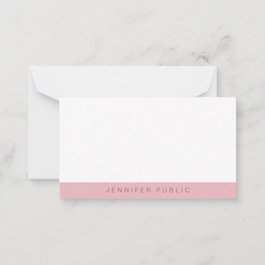 Elegante Rose Gold Weißes einfaches Template Moder Mitteilungskarte (Rückseite)