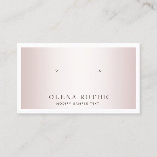 Elegante Rose Gold White Border Earring Display Telefonnummerkarte (Vorderseite)